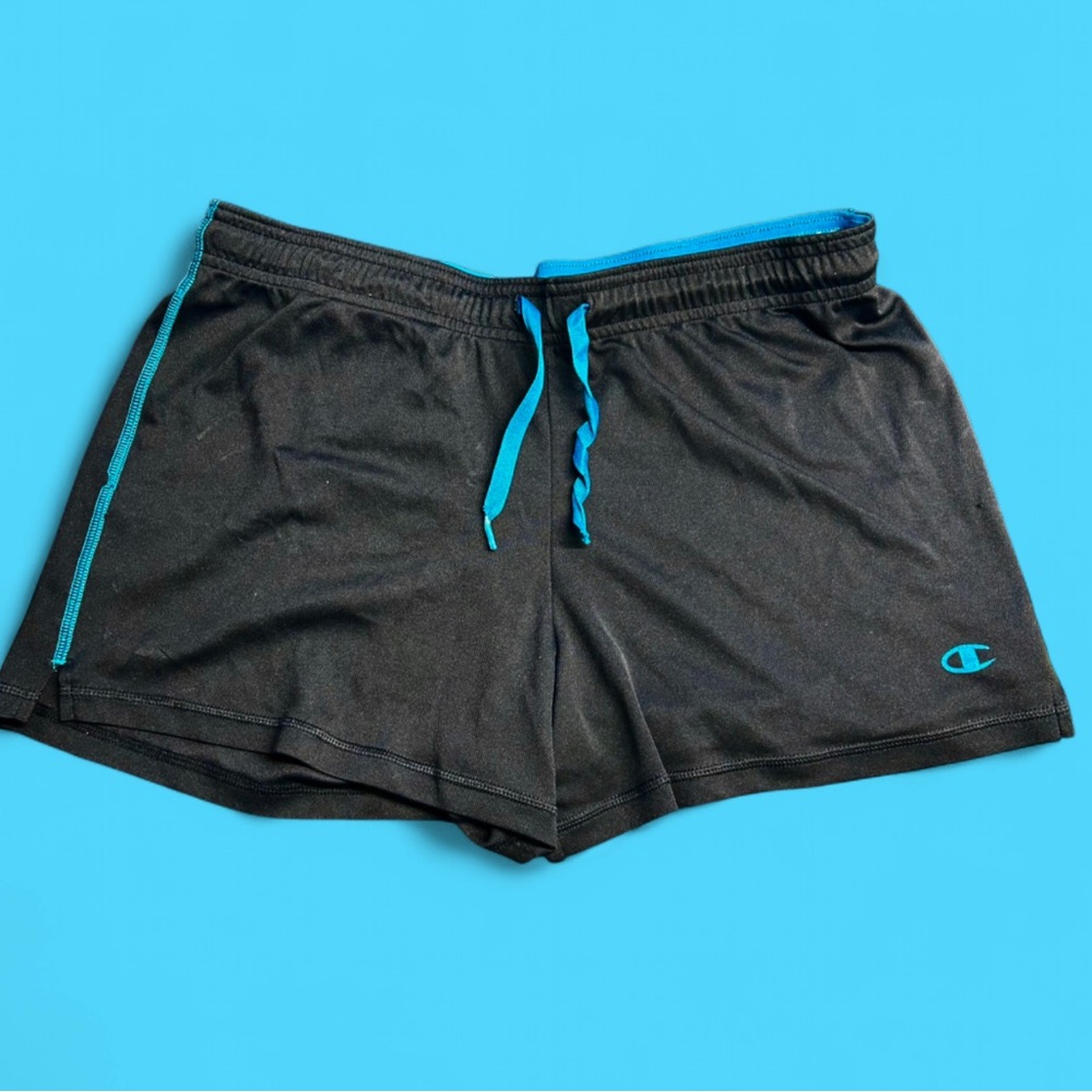Champion Black Shorts with Blue Trim